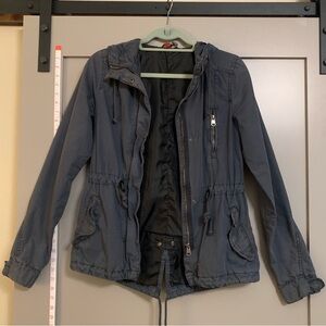 H&M Divided Gray Utility Jacket Military Style Multi-Pocket Women's Size 2